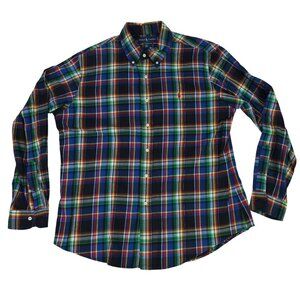 Ralph Lauren Mens Custom Fit Plaid Shirt XL Multicolor 100% Cotton ButtonDown LS